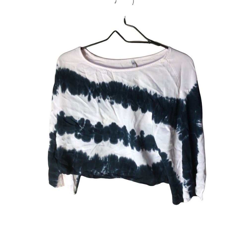 Women’s Crop top Blue and white   Tie-dye Rayon EUC Large